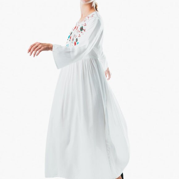 Women's Floral Maxi Dress Summer Beach Sleeve Long Boho Sundress casual white - Picture 2 of 4